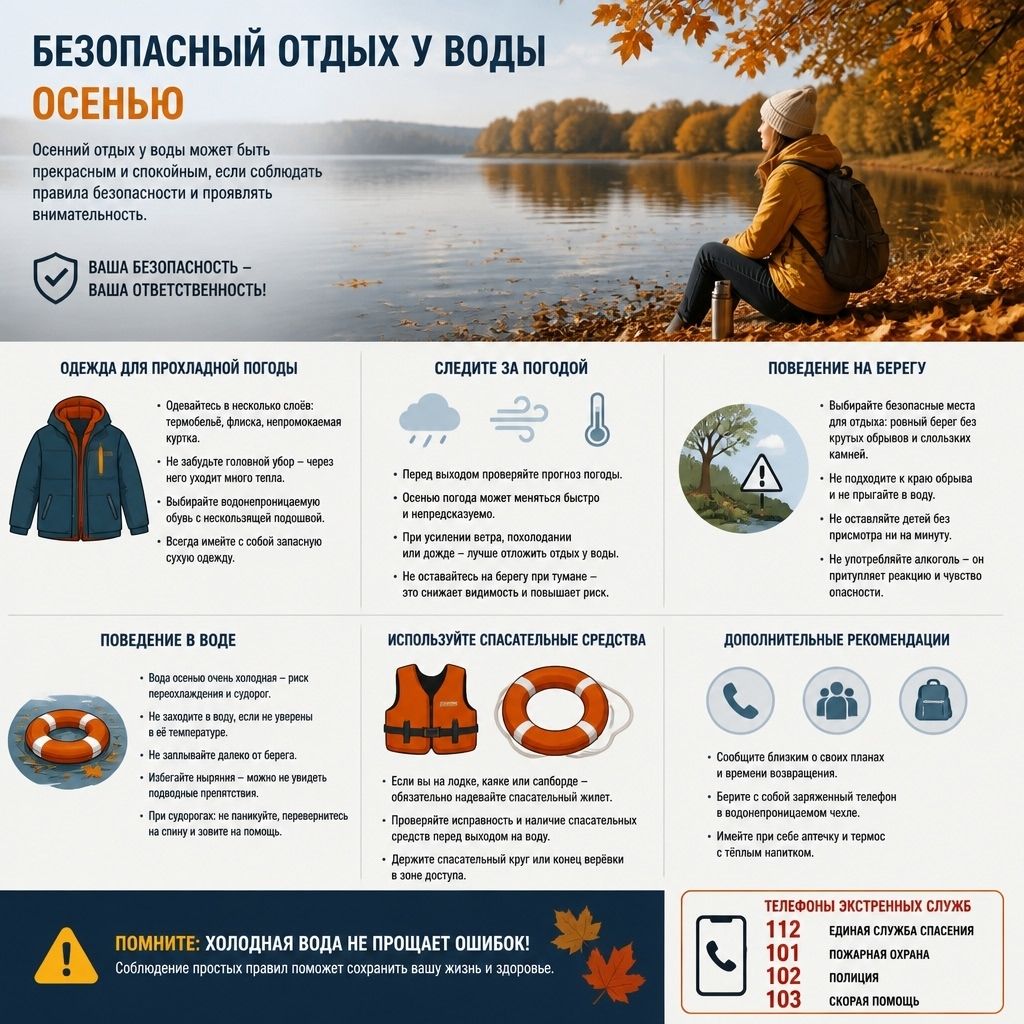 Правила безопасности на воде осенью: памятка для отдыхающих