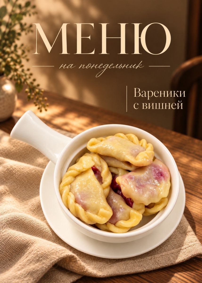 Вареники с вишней в меню «Грильяжа» 5 октября