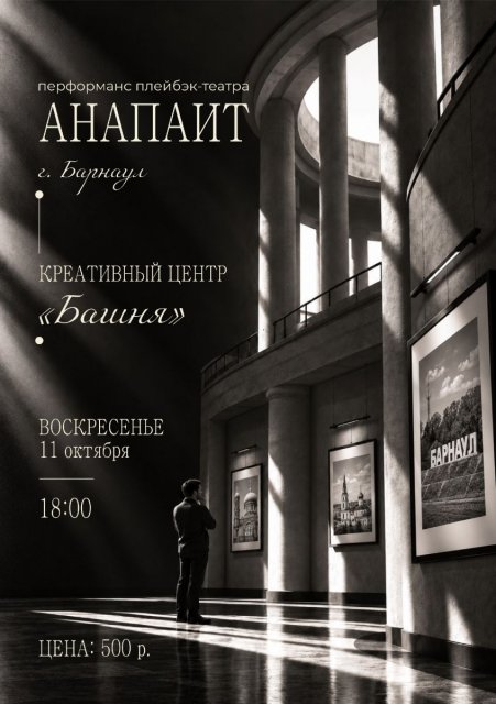 Башня, Фестиваль черно-белой фотографии «Фотострелка» и плейбэк-театр «Анапаит» приглашают вас на перформанс 11 октября.