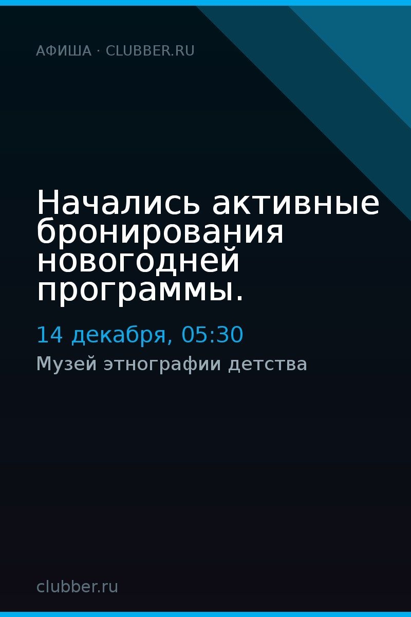 Начались активные бронирования новогодней программы.