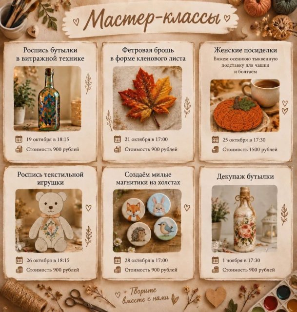 Приглашаем на творческие мастер-классы