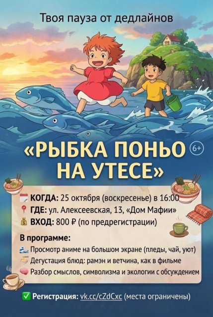 «Твоя пауза от дедлайнов: „Рыбка Поньо на утесе“ 6